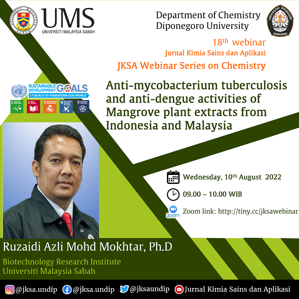 18th Webinar “Anti-Mycobacterium Tuberculosis and Anti-Dengue Activities of Mangrove Plant Extracts from Indonesia and Malaysia